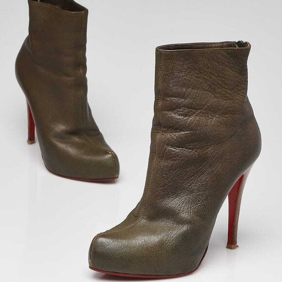 Christian Louboutin Dark Green Ariella Talon 120 Ankle Boots Size 7/37.5 - Picture 2 of 5